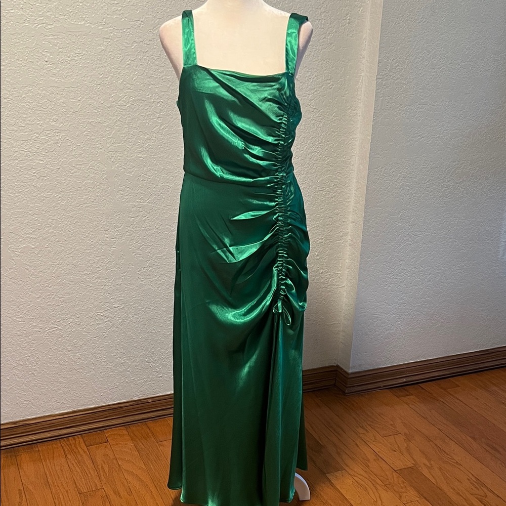 Elegant Green Satin Dress